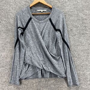 Rachel Top Women M Medium Gray Long Sleeve Round Neck Pullover Casual Solid